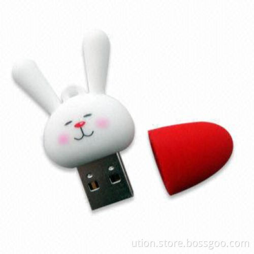 USB Flash Drive in Rabbit Design, 1 to 64GB Memory Capacity, Supports USB1.1 and 2.0 Interface
